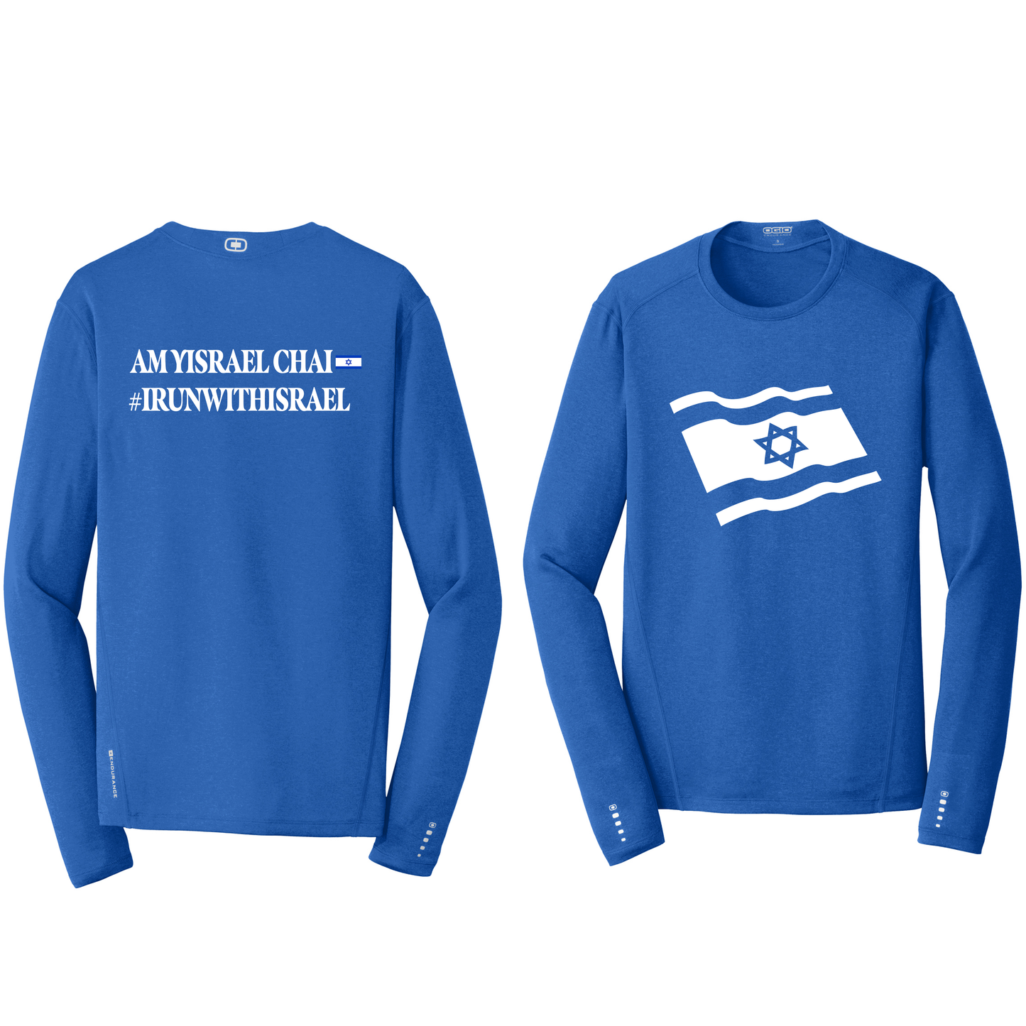 Stand With Israel Workout Running Shirt - OGIO® Pulse Crew Long Sleeve (men's/unisex)