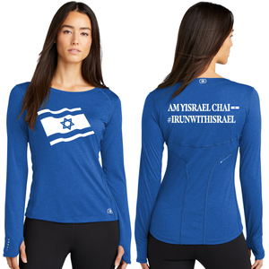 Stand-With-Israel-Workout-Running-Shirt---OGIO®-Ladies-Long-Sleeve-Pulse-Crew