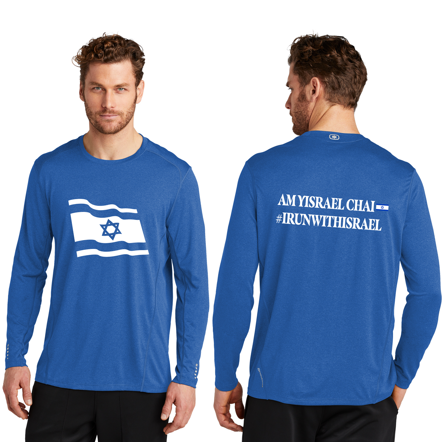 Stand With Israel Workout Running Shirt - OGIO® Pulse Crew Long Sleeve (men's/unisex)