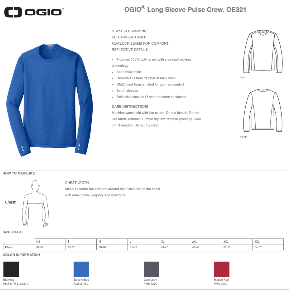 Stand With Israel Workout Running Shirt - OGIO® Pulse Crew Long Sleeve (men's/unisex)